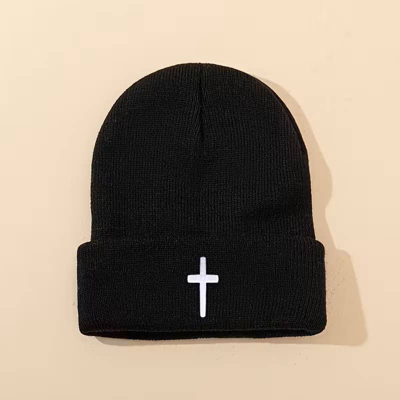 Gorro de Punto con Cruz Cristiana | Gorro de Invierno Unisex