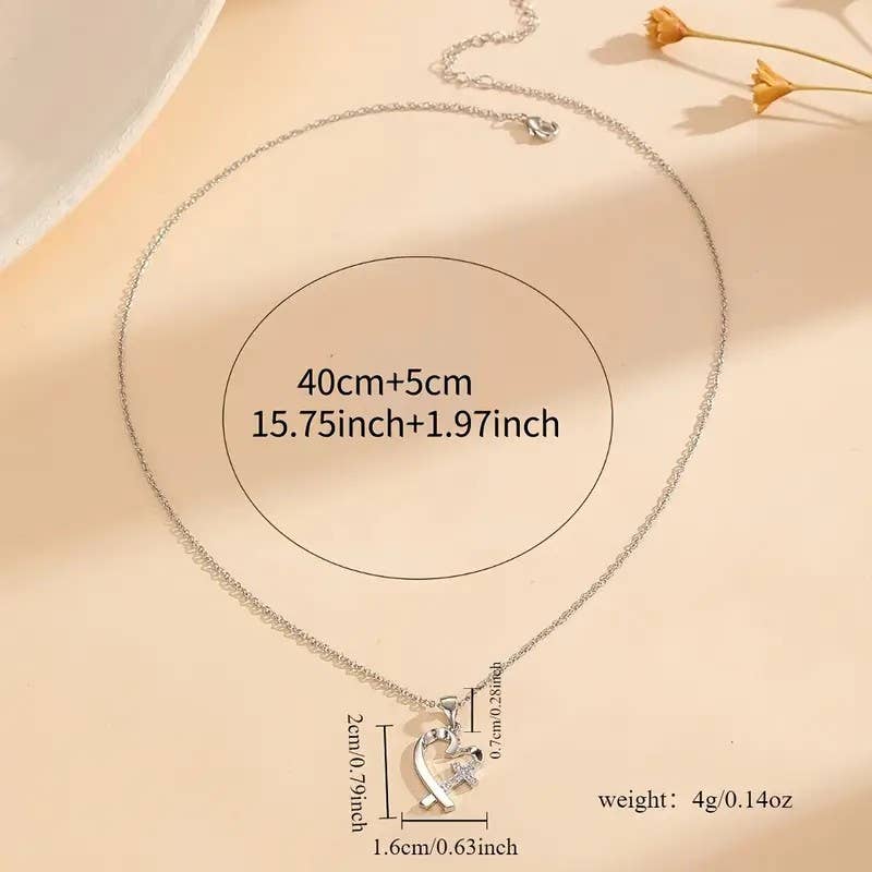 Colgante de Cruz en Forma de Corazón Collar Joyería Cristiana Regalo para Mujeres