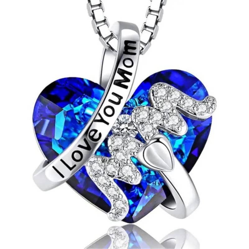 Colgante de Corazón Collar Mamá Te Quiero Mamá Joyería de Cristal