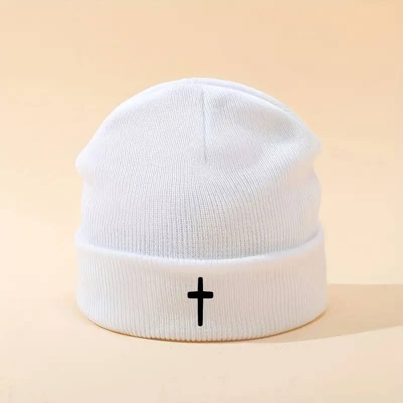 Gorro de Punto con Cruz Cristiana | Gorro de Invierno Unisex