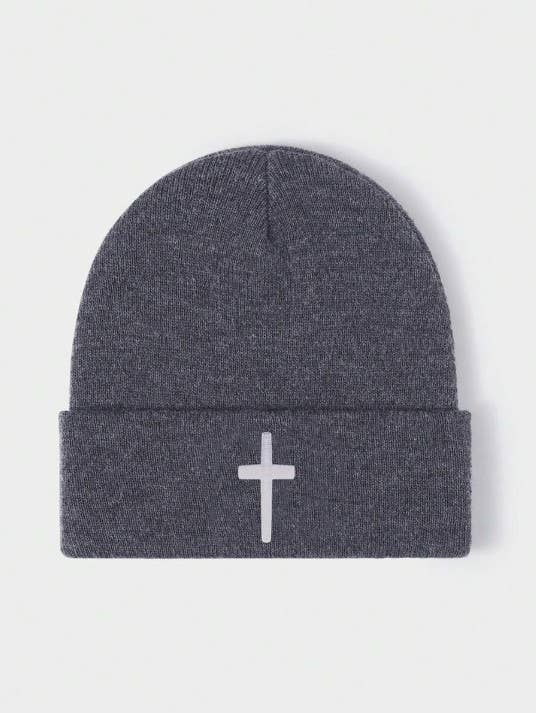 Gorro de Punto con Cruz Cristiana | Gorro de Invierno Unisex