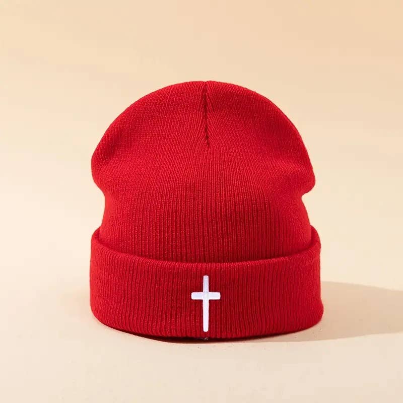 Gorro de Punto con Cruz Cristiana | Gorro de Invierno Unisex