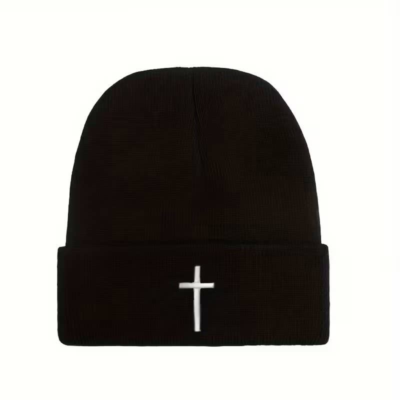 Gorro de Punto con Cruz Cristiana | Gorro de Invierno Unisex