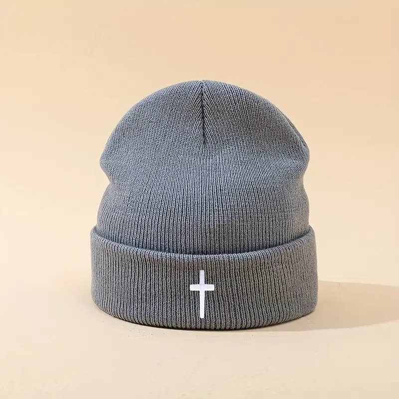 Gorro de Punto con Cruz Cristiana | Gorro de Invierno Unisex
