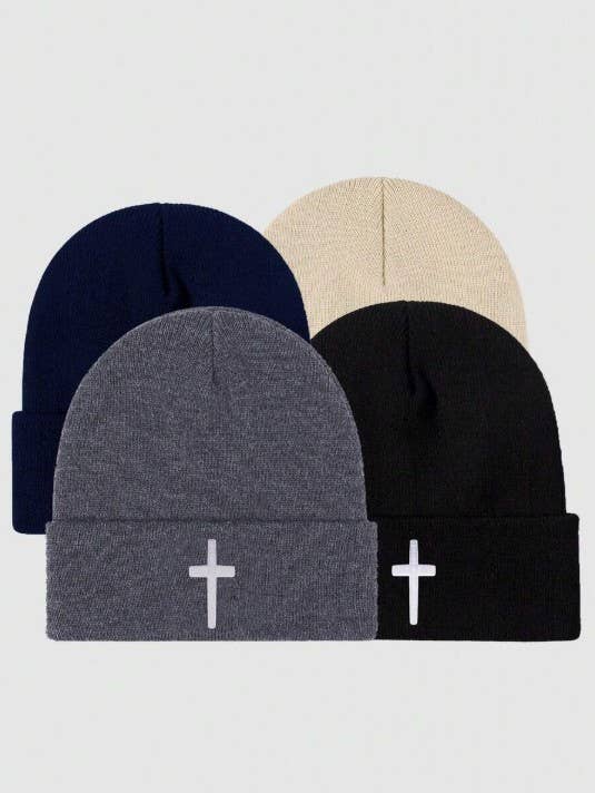 Gorro de Punto con Cruz Cristiana | Gorro de Invierno Unisex