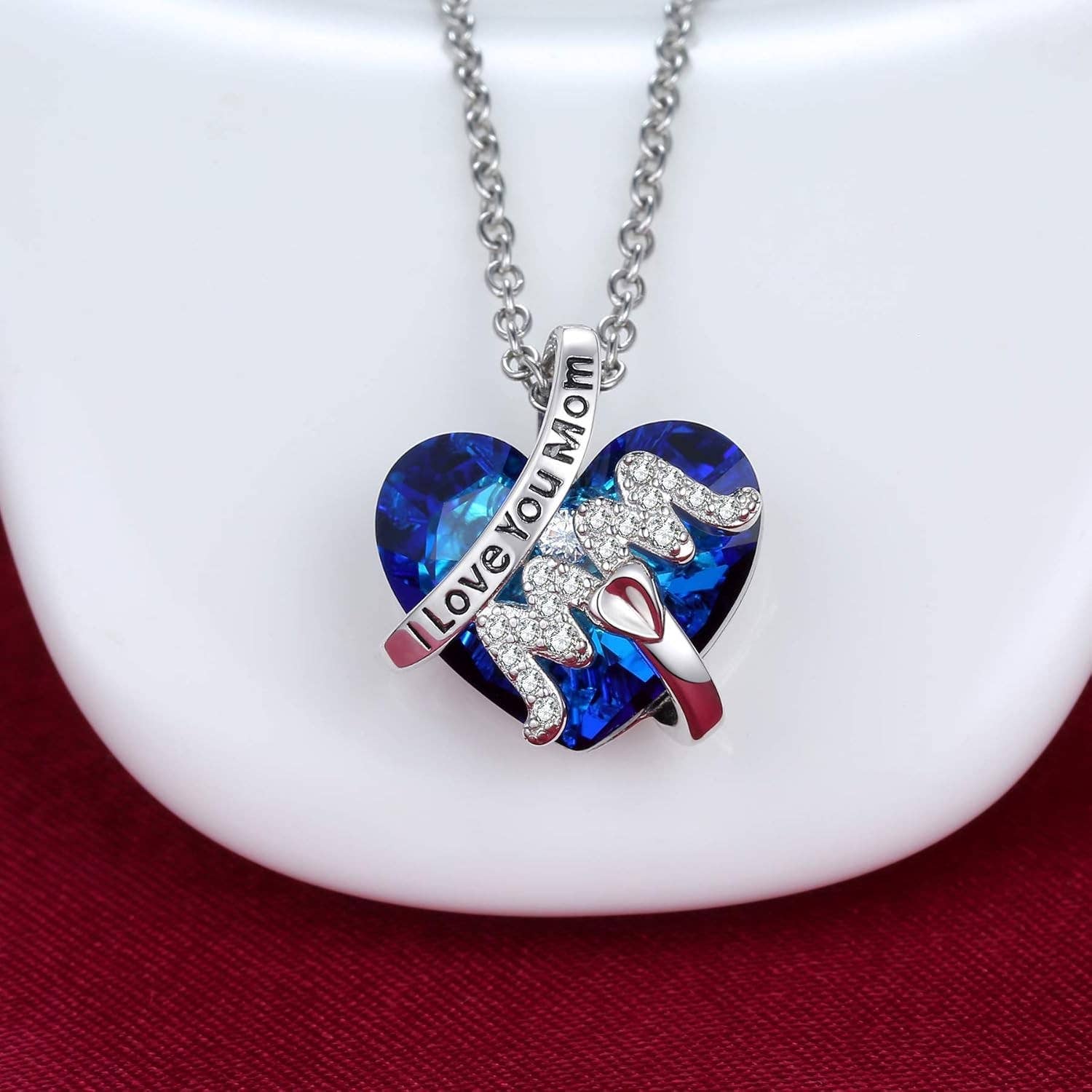 Colgante de Corazón Collar Mamá Te Quiero Mamá Joyería de Cristal