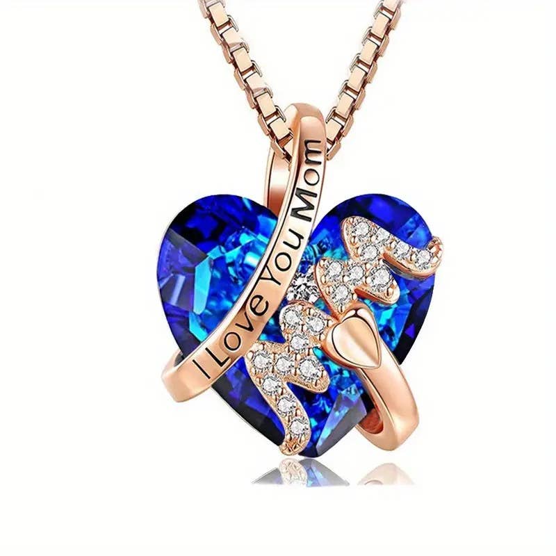 Colgante de Corazón Collar Mamá Te Quiero Mamá Joyería de Cristal