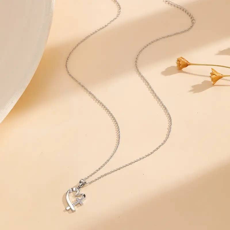 Colgante de Cruz en Forma de Corazón Collar Joyería Cristiana Regalo para Mujeres