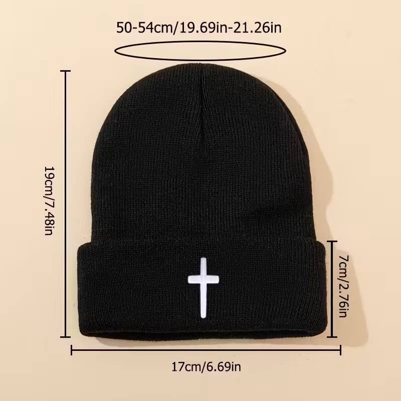 Gorro de Punto con Cruz Cristiana | Gorro de Invierno Unisex