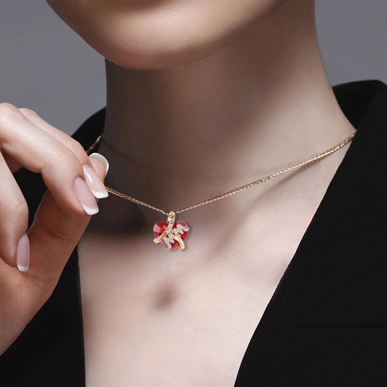 Colgante de Corazón Collar Mamá Te Quiero Mamá Joyería de Cristal