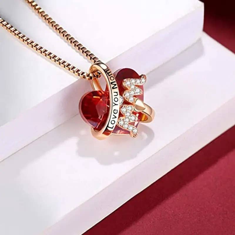 Colgante de Corazón Collar Mamá Te Quiero Mamá Joyería de Cristal