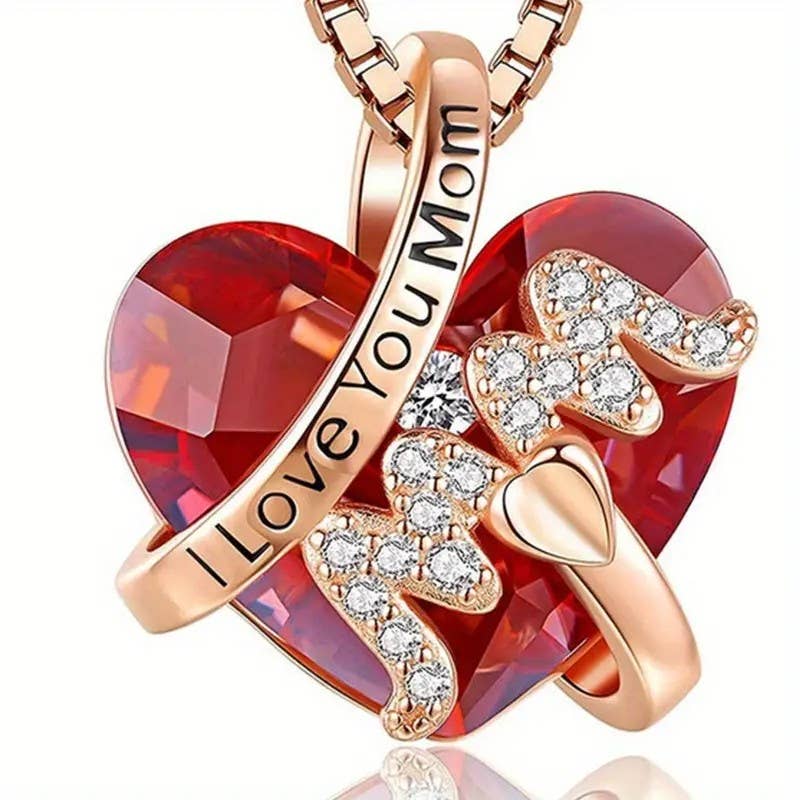 Colgante de Corazón Collar Mamá Te Quiero Mamá Joyería de Cristal