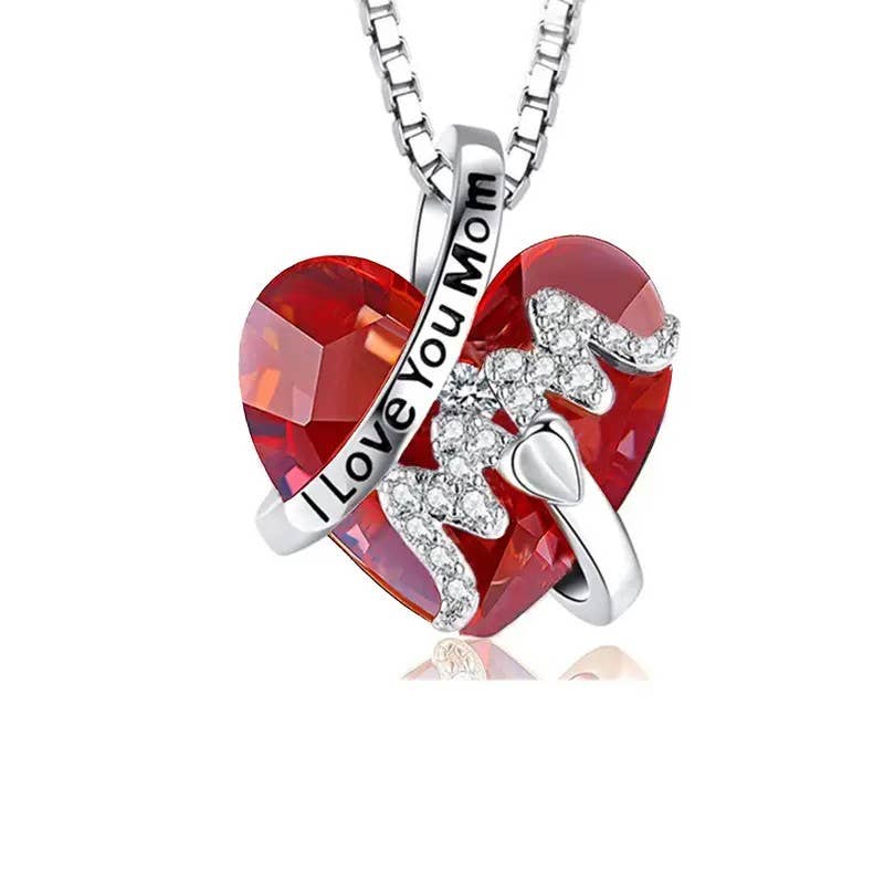 Colgante de Corazón Collar Mamá Te Quiero Mamá Joyería de Cristal