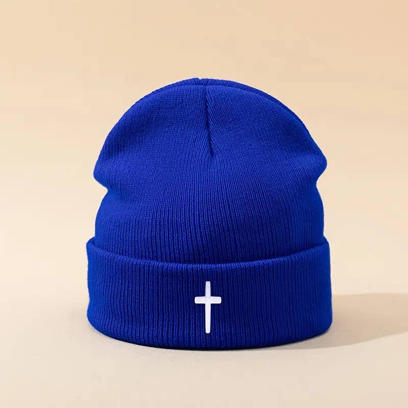 Gorro de Punto con Cruz Cristiana | Gorro de Invierno Unisex