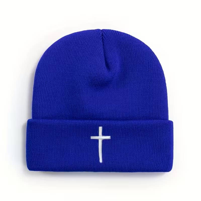 Gorro de Punto con Cruz Cristiana | Gorro de Invierno Unisex